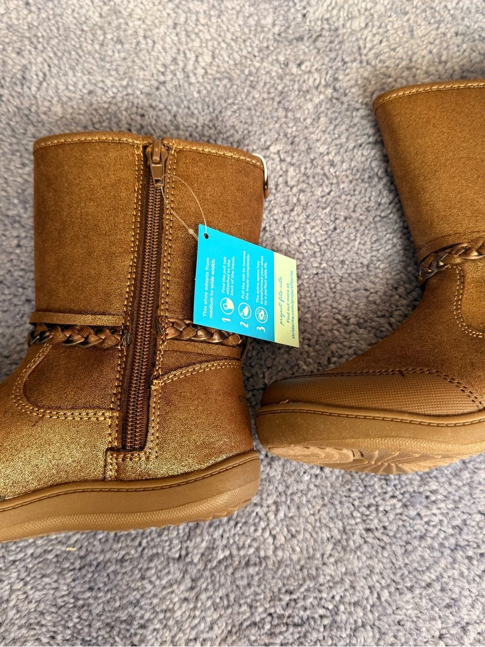 Stride Rite Girls Brown Sparkle Pull-On Boots